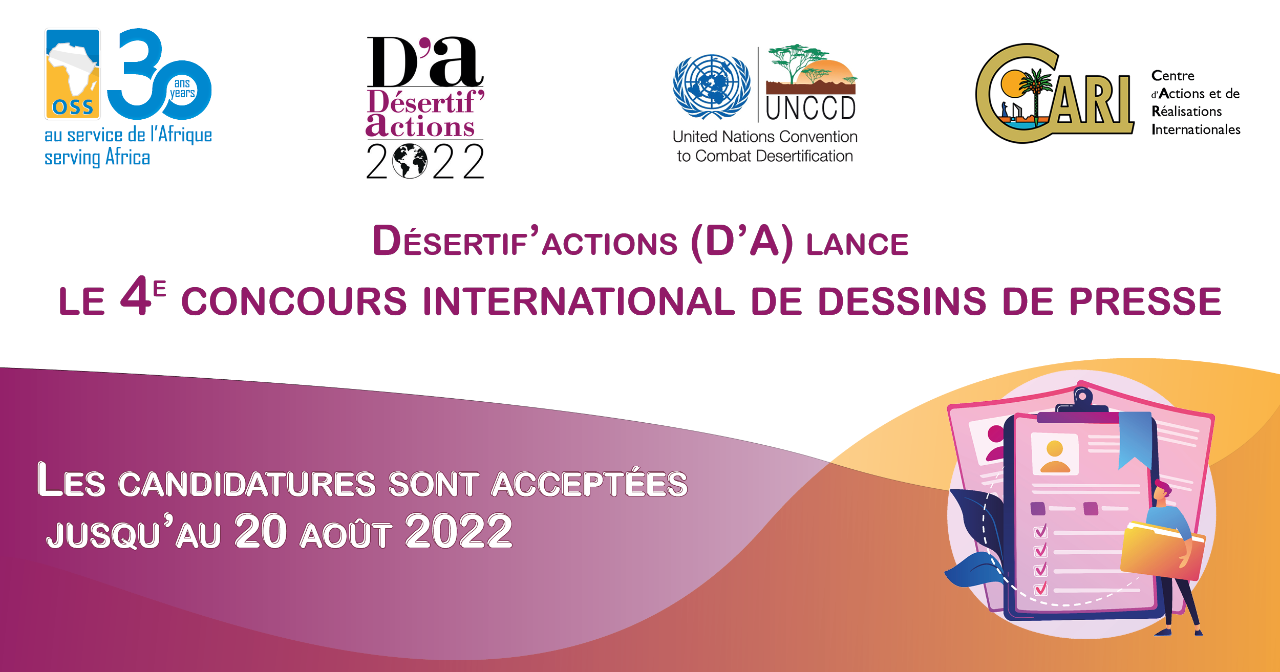  Desertif’actions(D’A) lance le 4e concours international de dessins de presse. Les candidatures sont acceptées jusqu’au 20 août 2022.