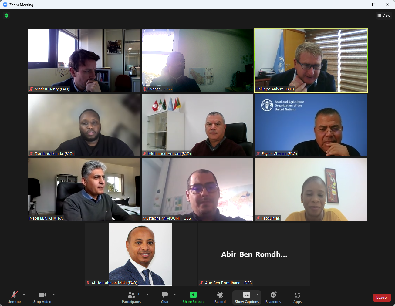  Virtual meeting between the OSS and the FAO Sub-Regional Office for North Africa, February 7, 2023